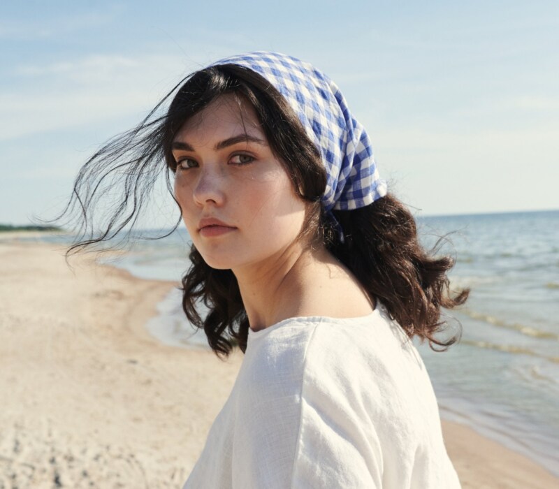 Women at beach wearing Linen Bandana