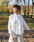 White linen button down shirt