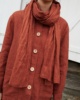 women wearing utility jacket and soft linen scarf
