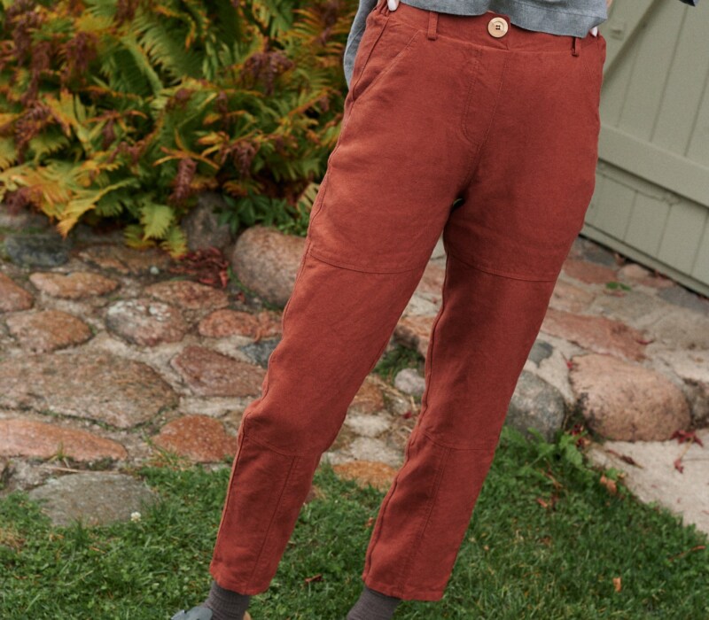 High waist linen work pants