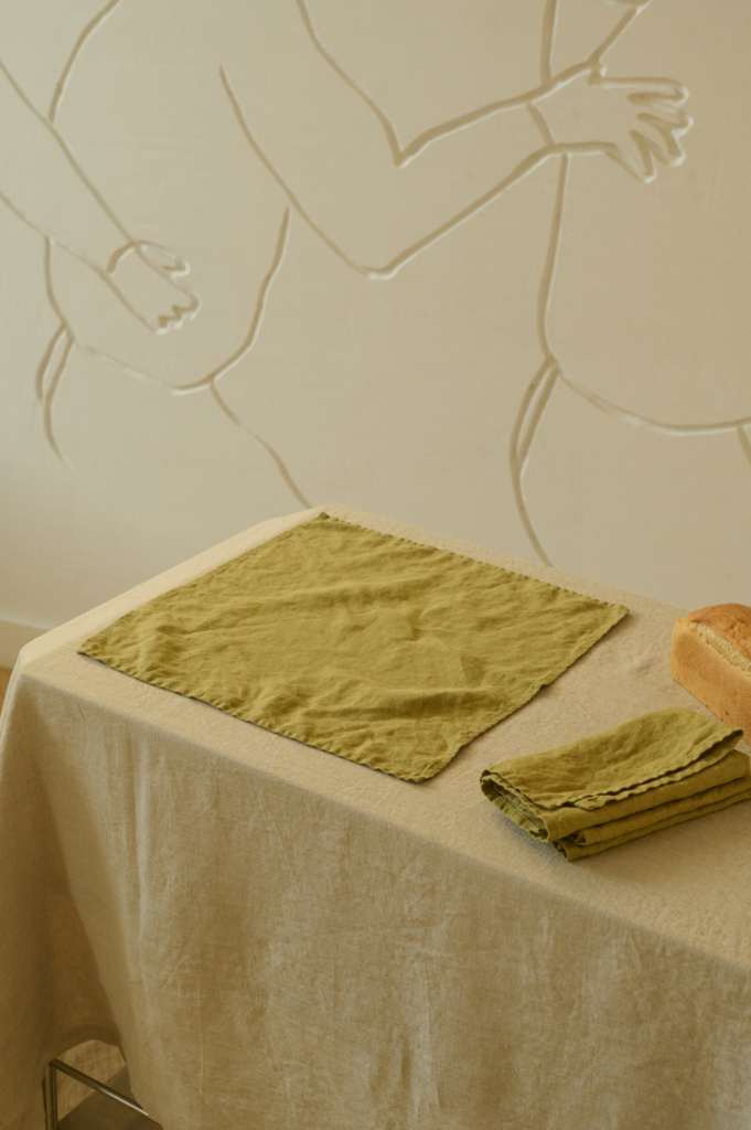 linen fabric table setting in natural colors for everyday use