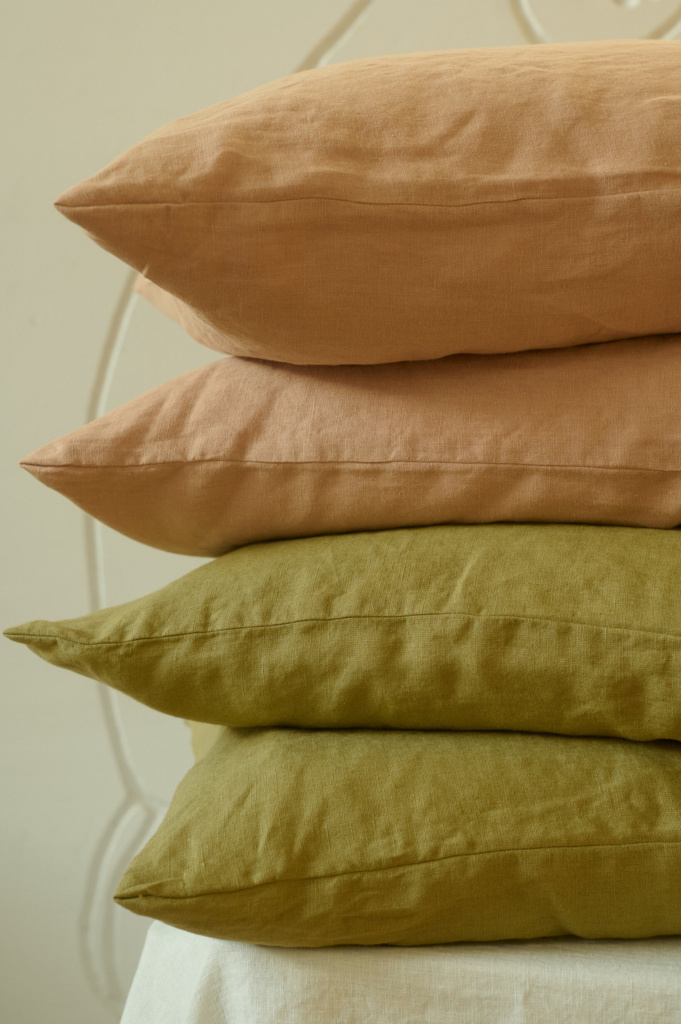 linen fabric pillows in natural tones showing what linen fabric looks like